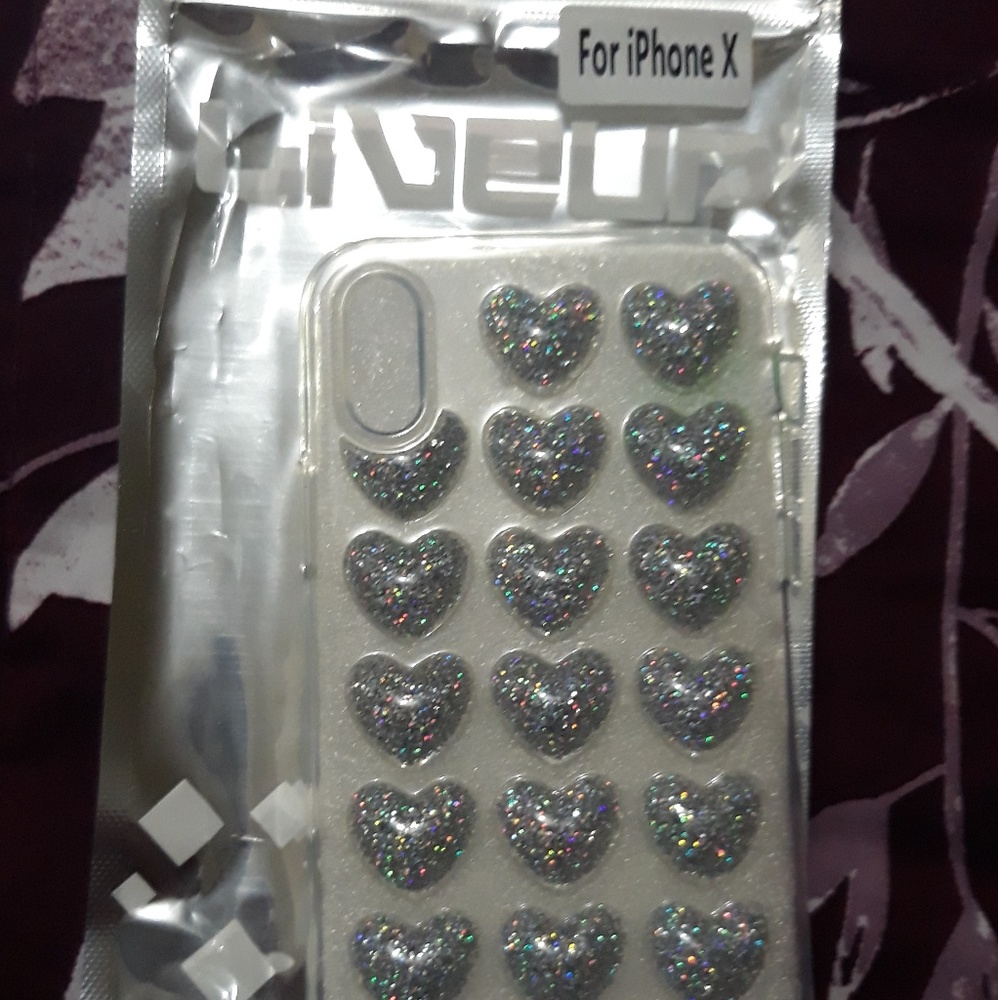 iPhone X holographic heart case cover
